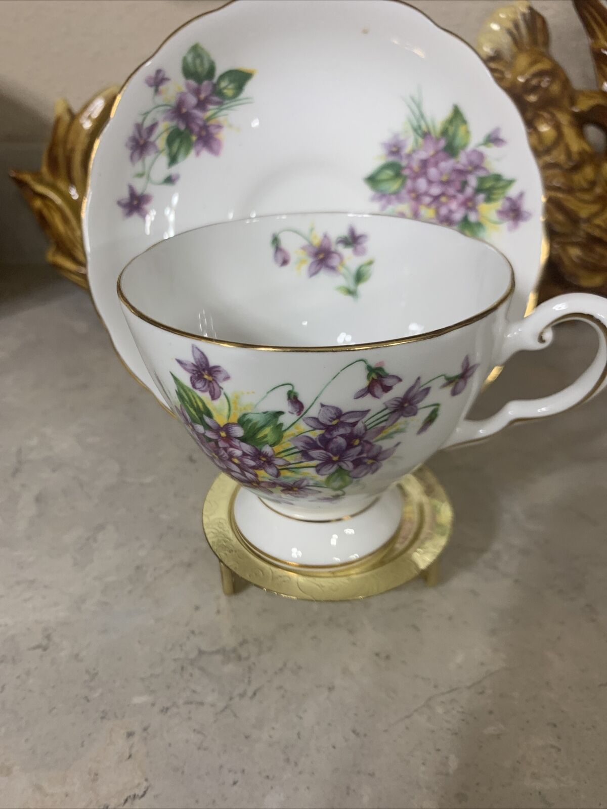 Tuscan Birthday Flowers - February’s Violets - Fine Bone China Tea Cup & Saucer